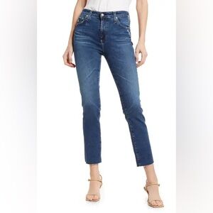 AG Mari Raw Hem High Waist Crop Straight Leg Jeans